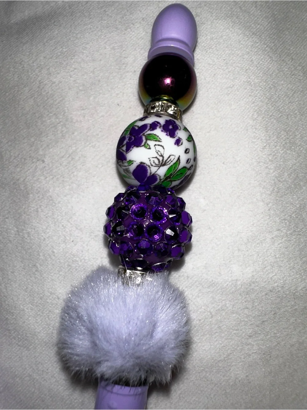 Lavender Ombre Beaded Pom Stylus Pen